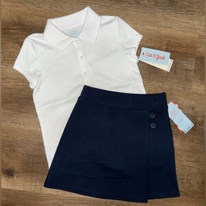 NWT CAT & JACK White Polo and Navy Skirt Set. Size 4/5.